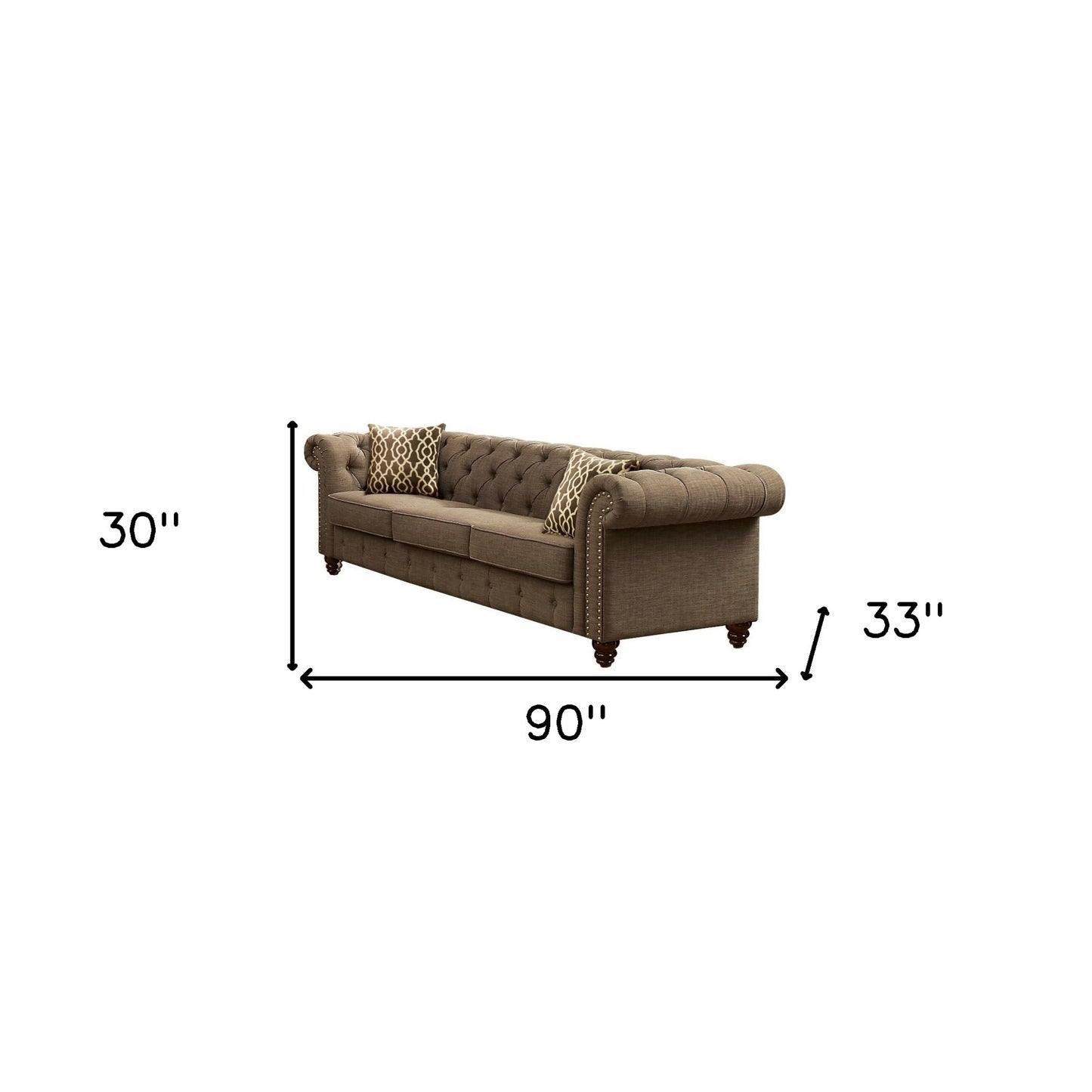 Linen Chesterfield Sofa and Toss Pillows