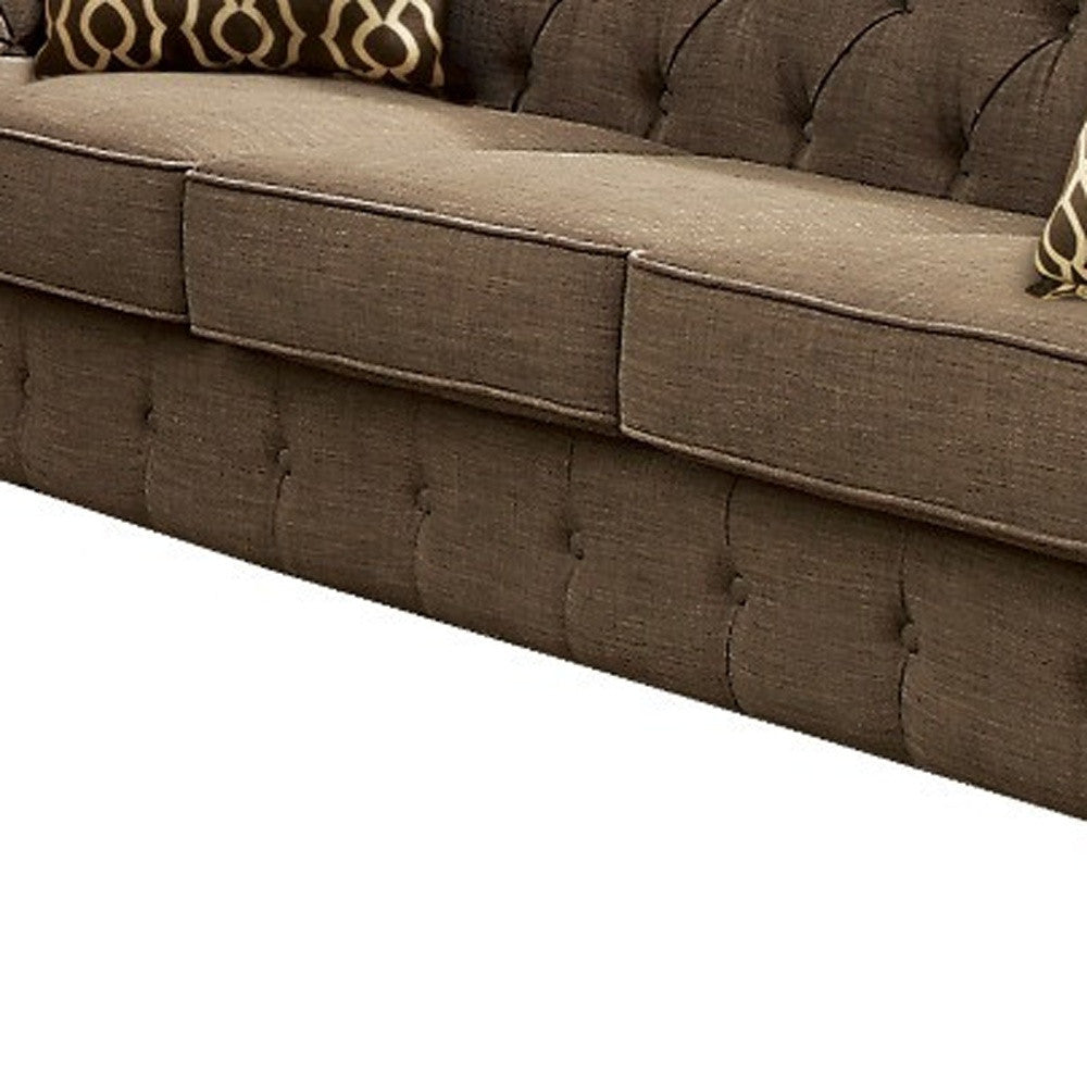 Linen Chesterfield Sofa and Toss Pillows