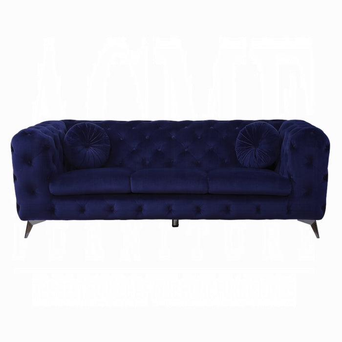 Velvet Chesterfield Sofa with Silver Legs