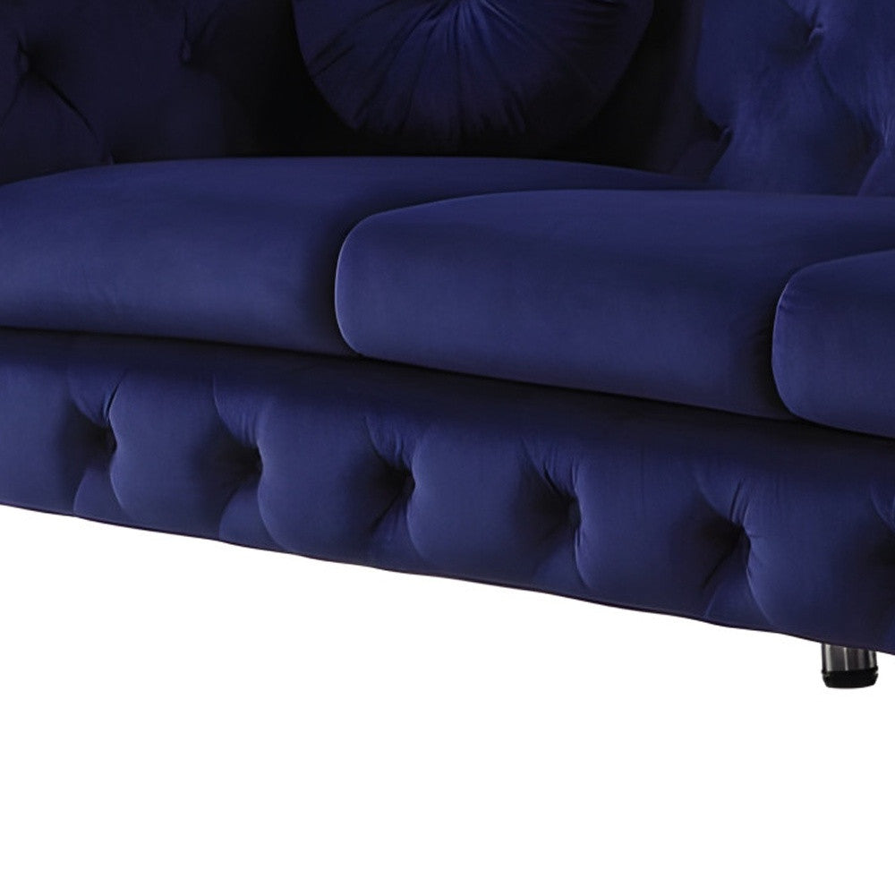 Velvet Chesterfield Sofa with Silver Legs
