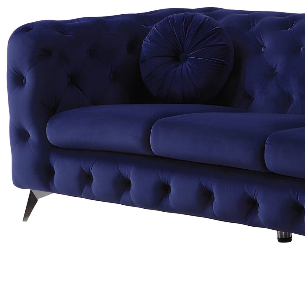 Velvet Chesterfield Sofa with Silver Legs