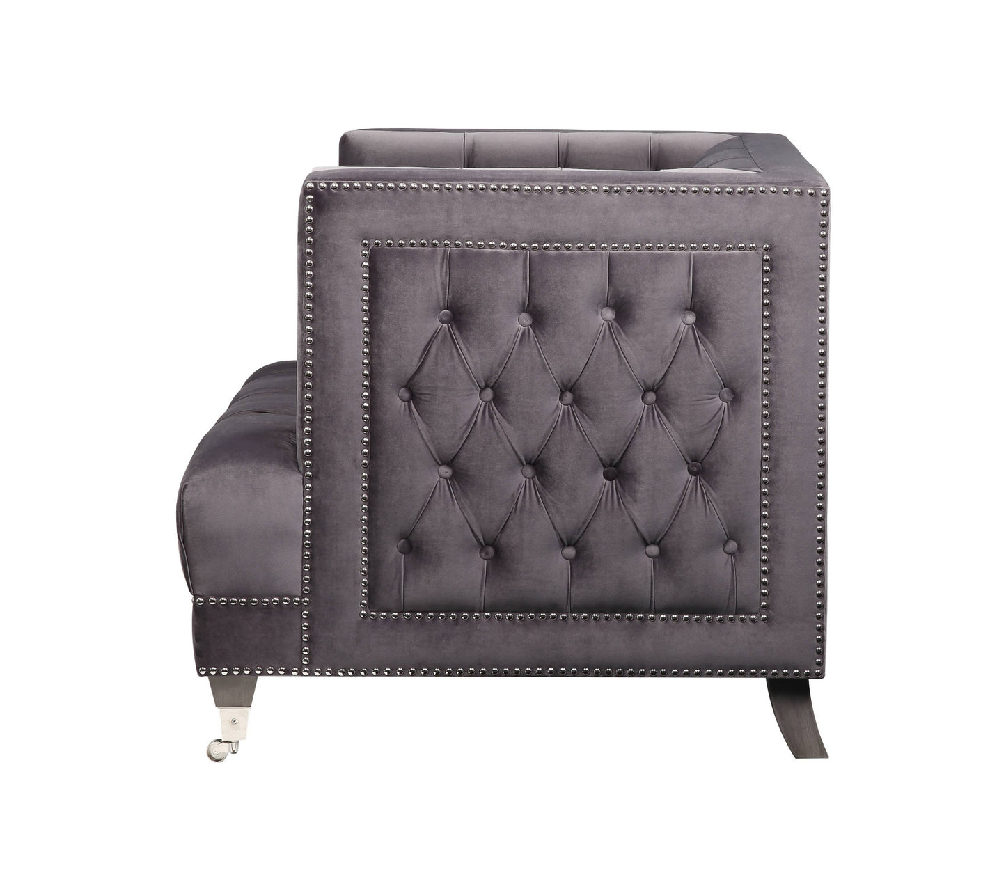 Velvet Tufted Arm Chair and Toss Pillow