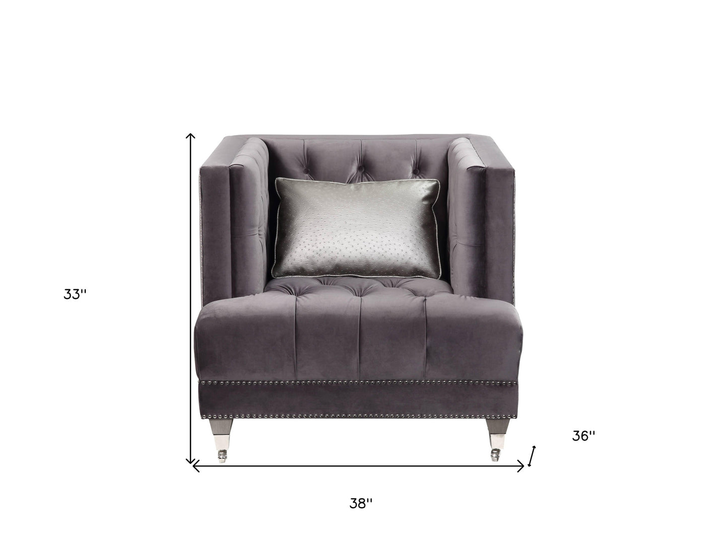 Velvet Tufted Arm Chair and Toss Pillow