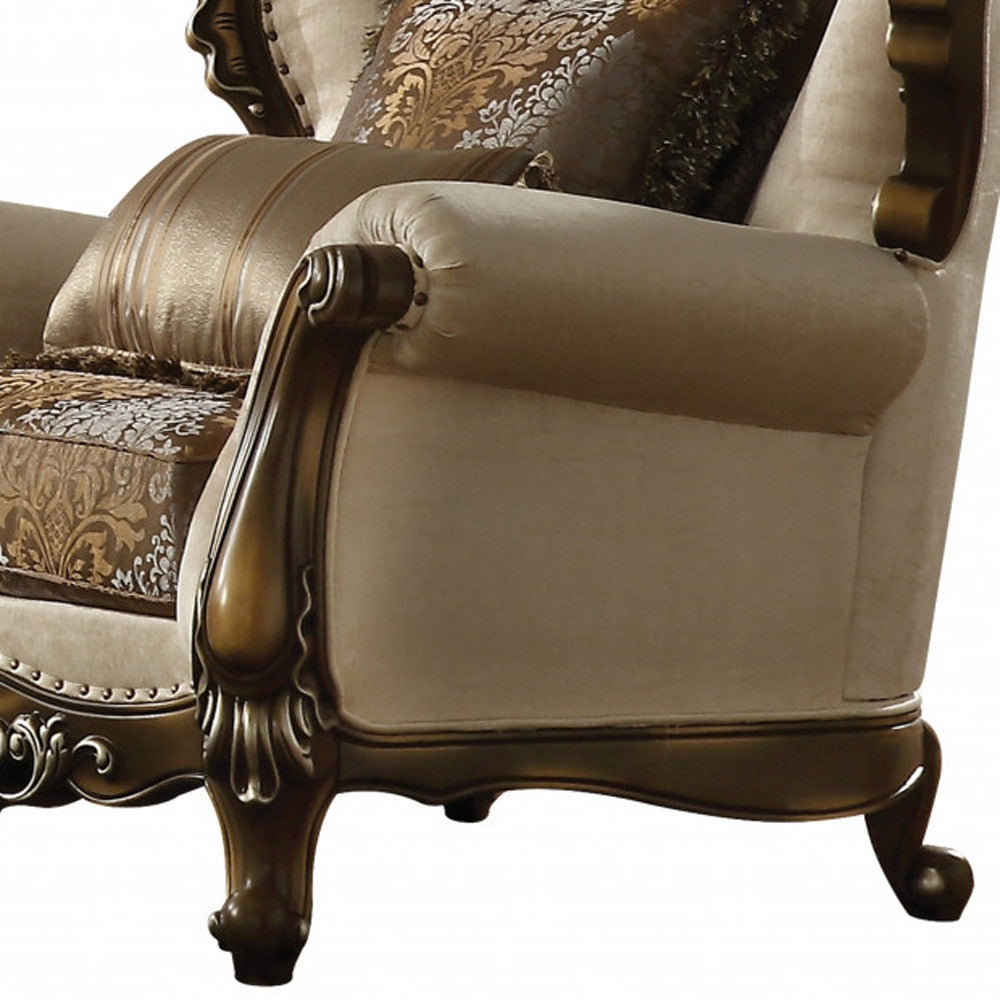 Fabric Damask Tufted Wingback Chair and Toss Pillows