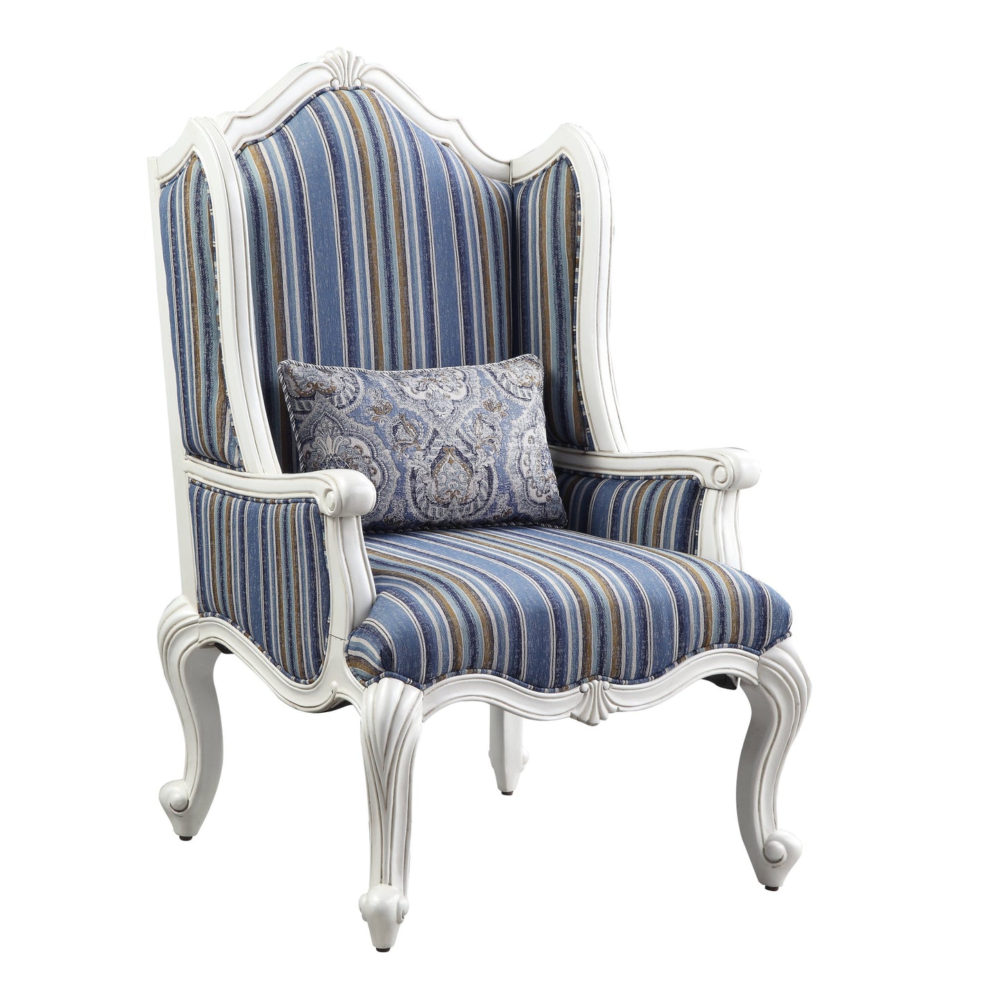Fabric Striped Wingback Chair and Toss Pillow