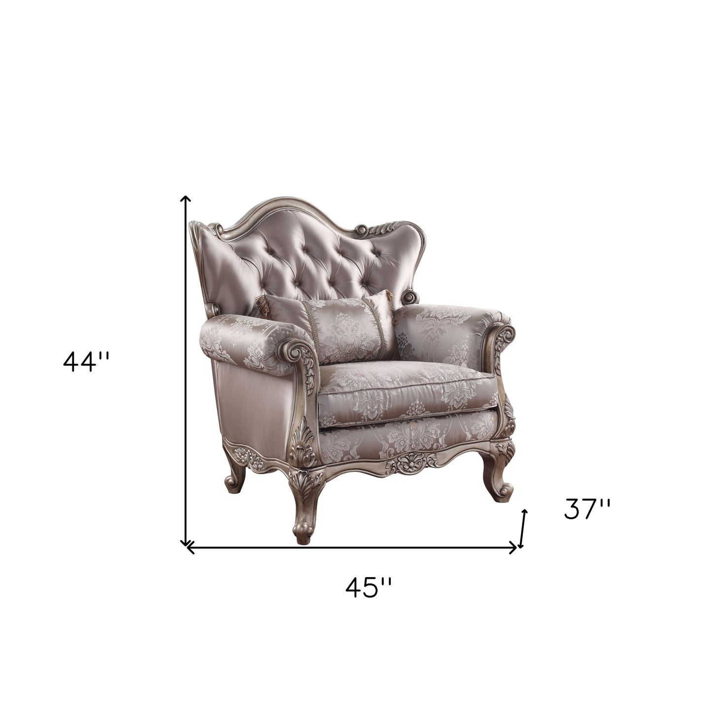 Fabric Floral Tufted Arm Chair and Toss Pillow