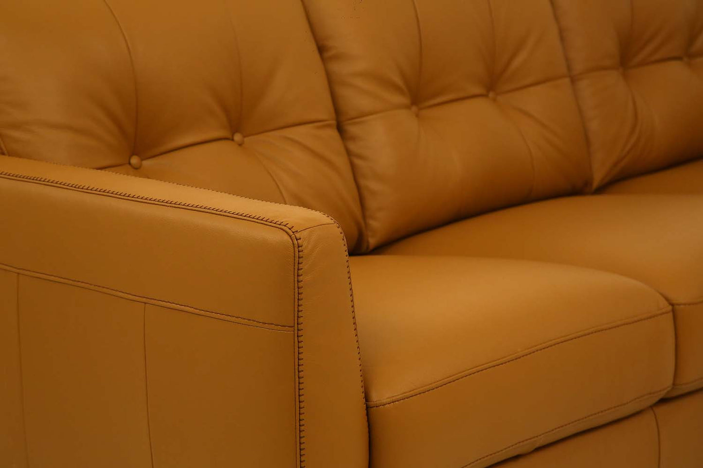 Leather Sofa with Black Legs