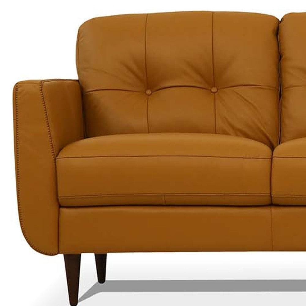 Leather Sofa with Black Legs