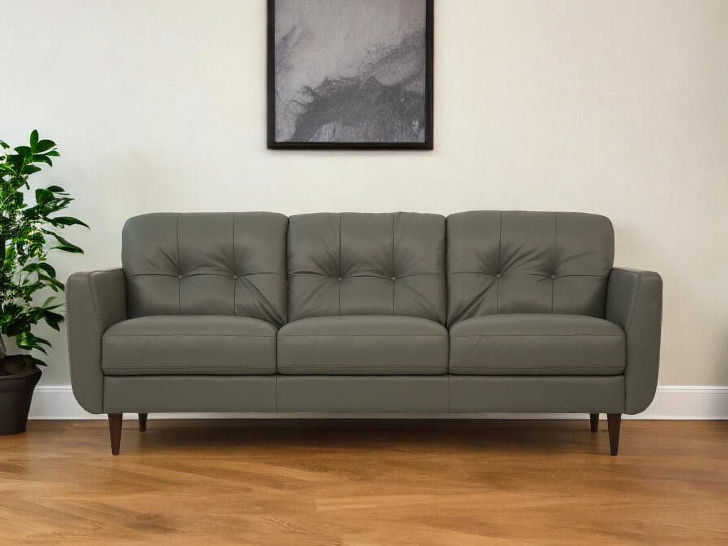 Leather Sofa with Black Legs