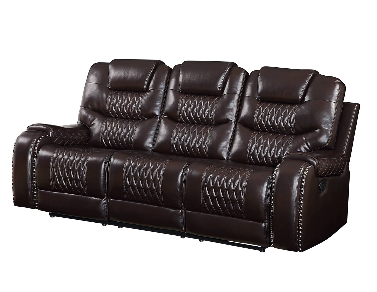 Faux Leather Reclining Sofa with Black Legs