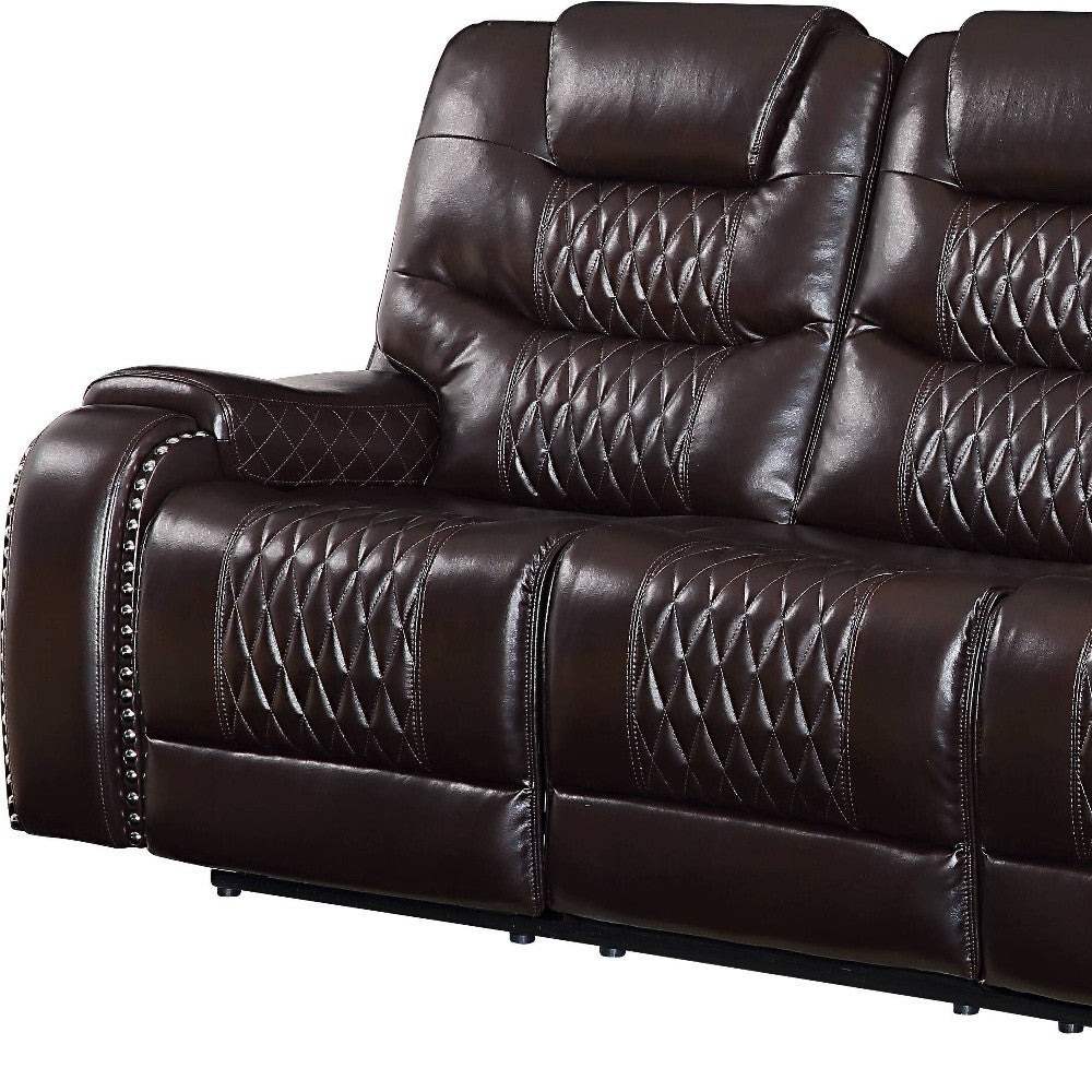 Faux Leather Reclining Sofa with Black Legs
