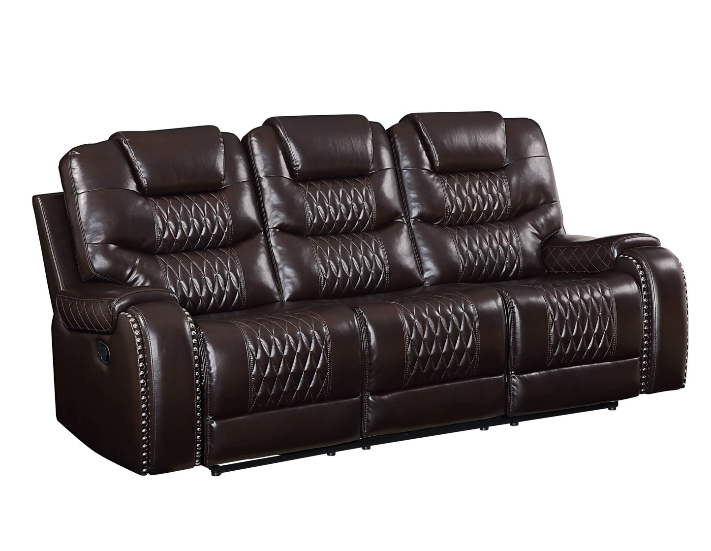 Faux Leather Reclining Sofa with Black Legs