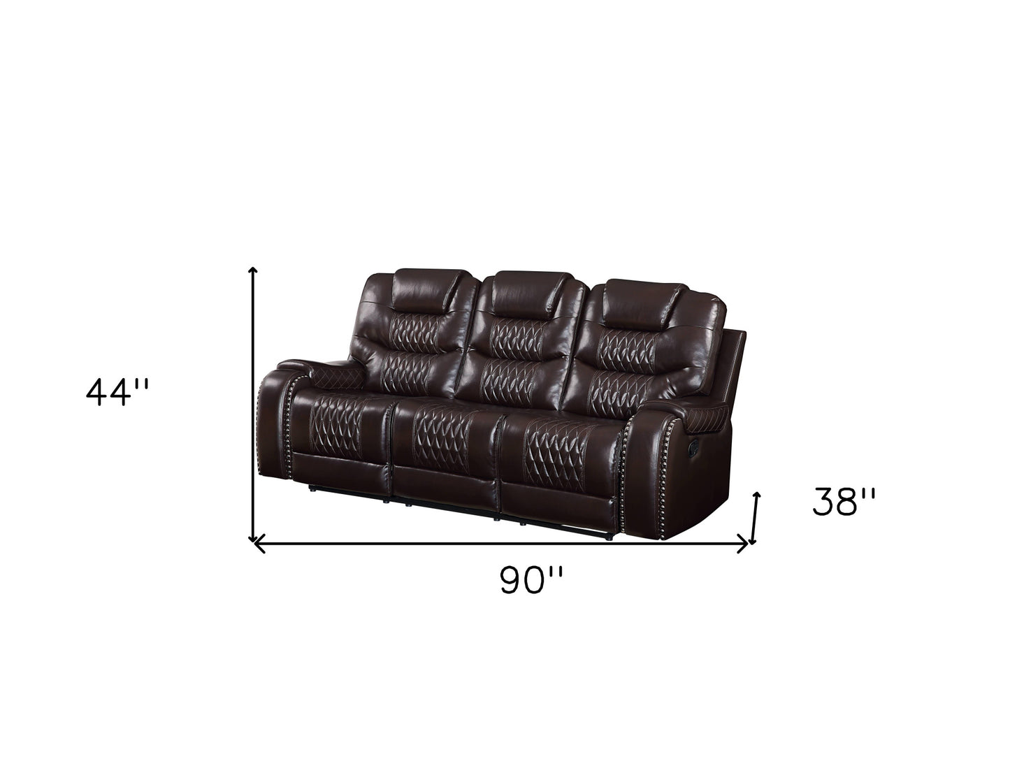 Faux Leather Reclining Sofa with Black Legs