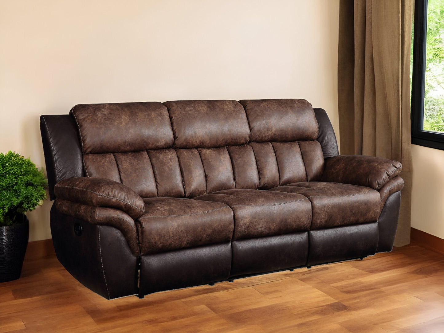 Microfiber Reclining Sofa with Black Legs