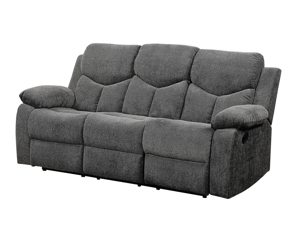 Chenille Reclining Sofa with Black Legs