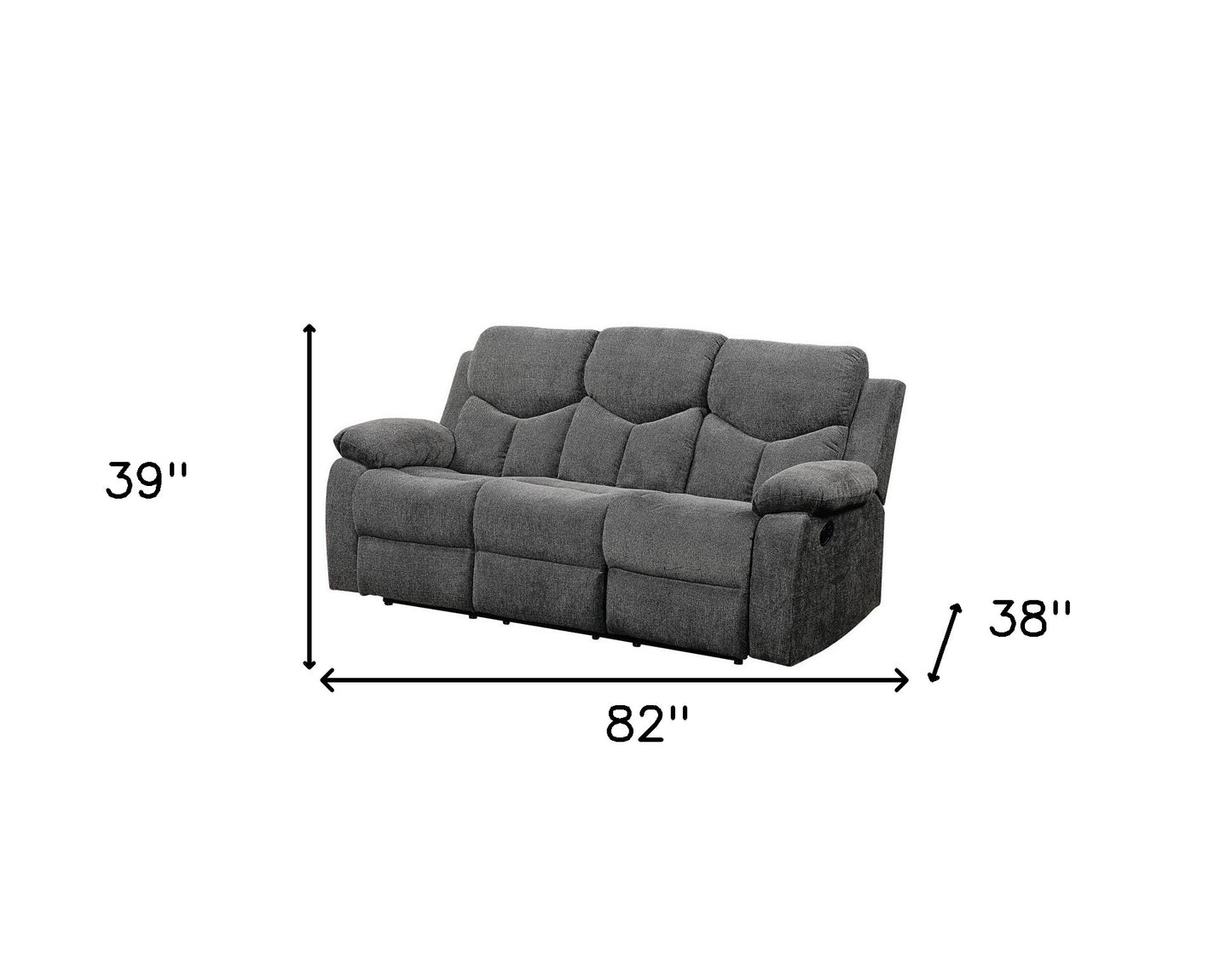 Chenille Reclining Sofa with Black Legs