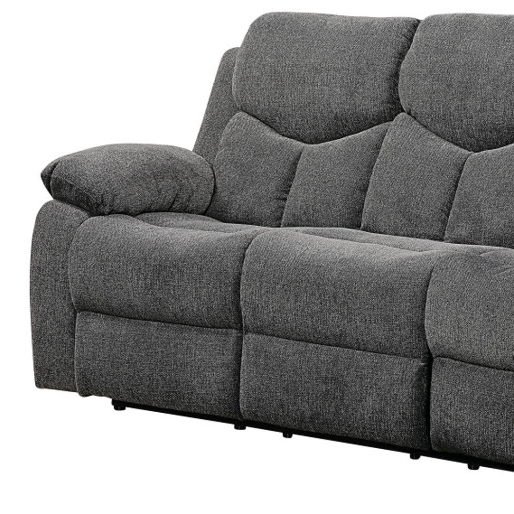 Chenille Reclining Sofa with Black Legs