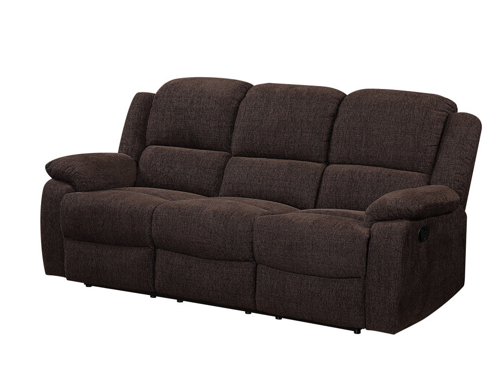 Chenille Reclining Sofa with Black Legs