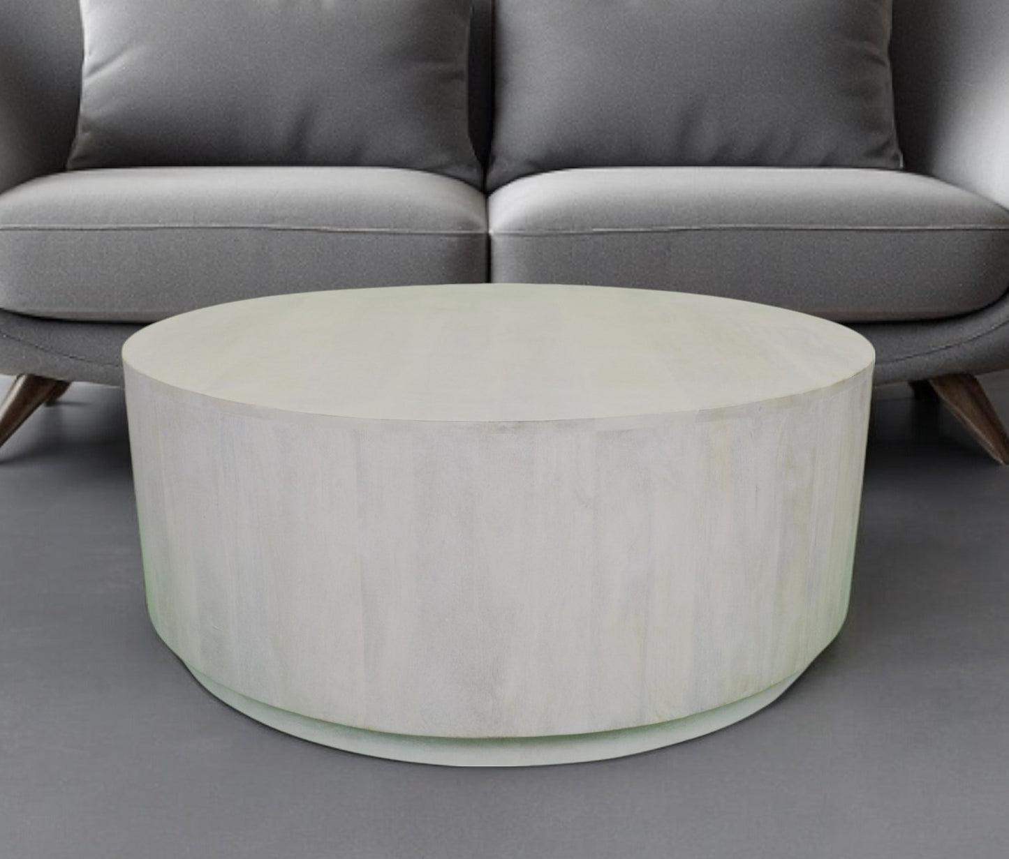 Solid Wood Round Distressed Coffee Table