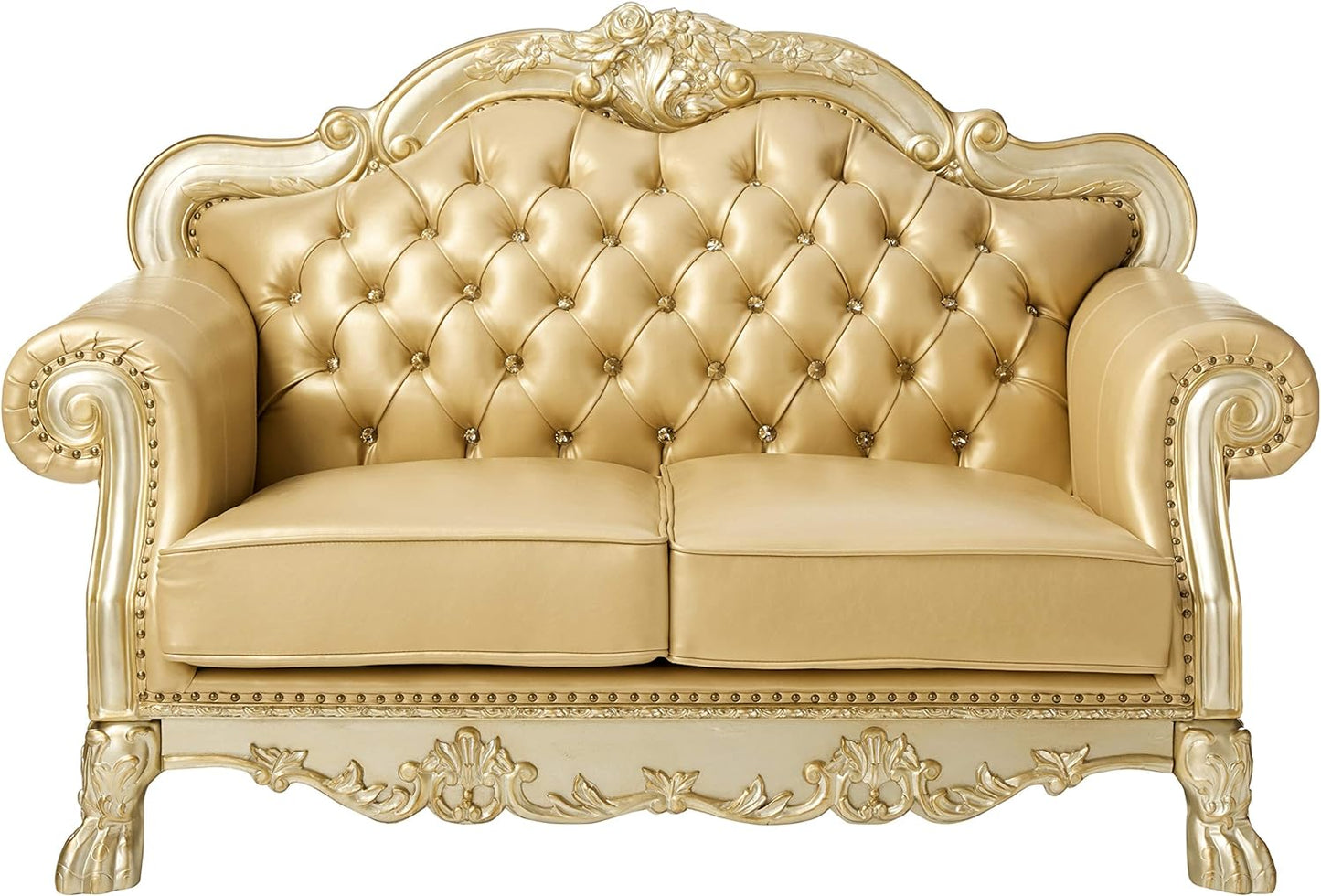 Faux Leather Loveseat and Toss Pillows