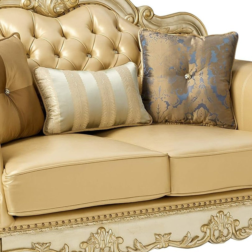 Faux Leather Loveseat and Toss Pillows