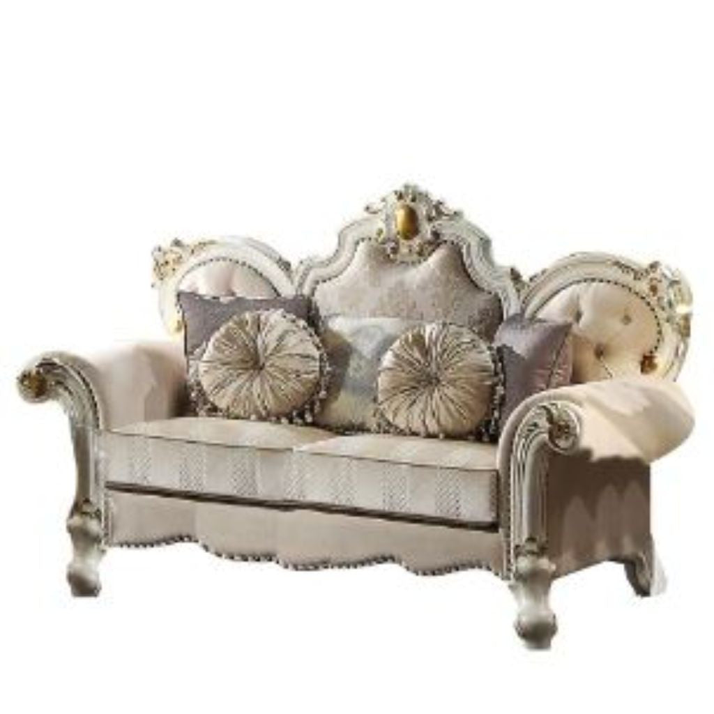 Velvet Loveseat and Toss Pillows