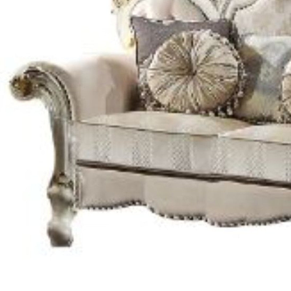Velvet Loveseat and Toss Pillows