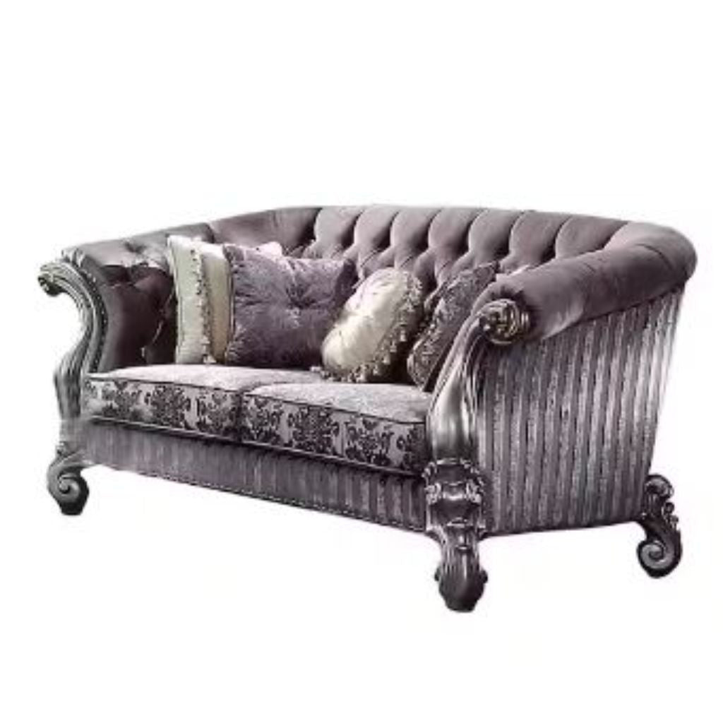 Velvet Loveseat and Toss Pillows