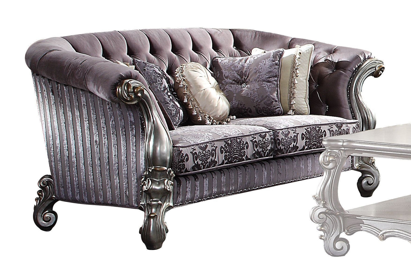 Velvet Loveseat and Toss Pillows