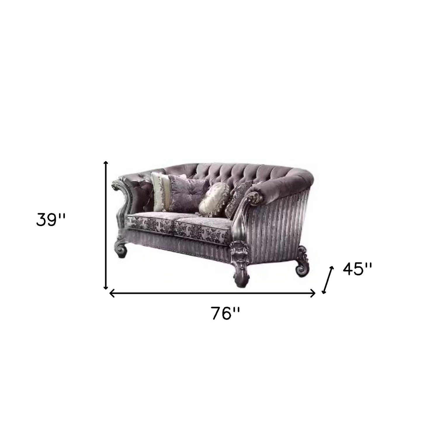 Velvet Loveseat and Toss Pillows