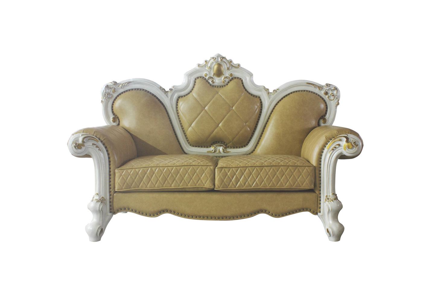 Faux Leather Loveseat and Toss Pillows