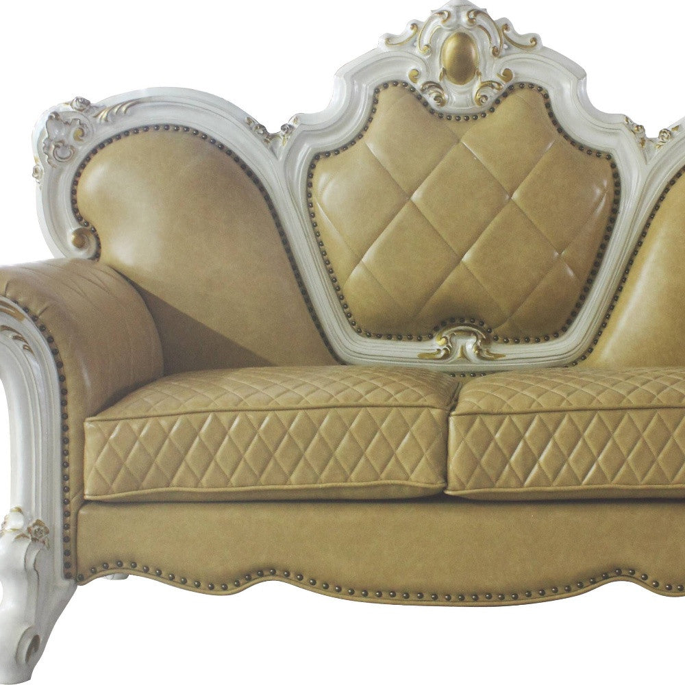 Faux Leather Loveseat and Toss Pillows