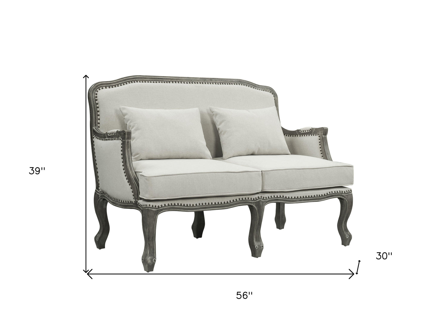 Linen Loveseat and Toss Pillows