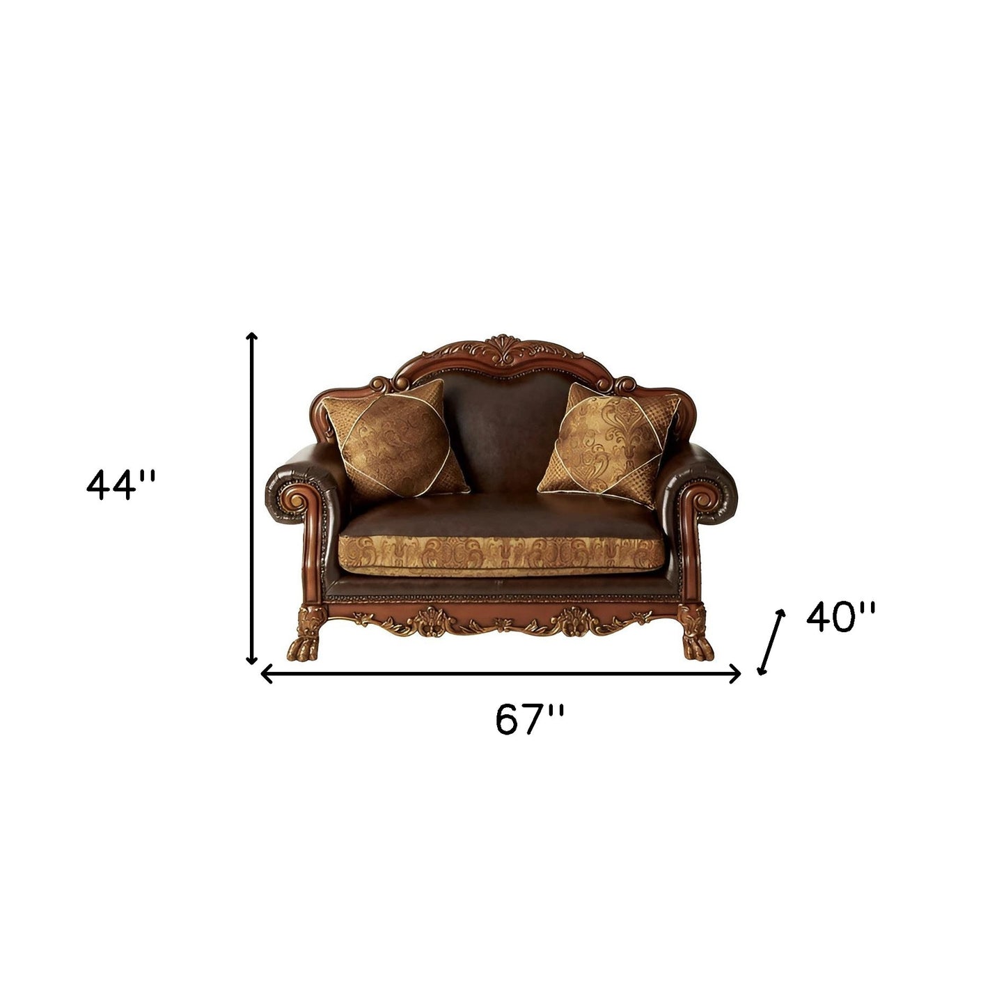 Faux Leather Loveseat and Toss Pillows