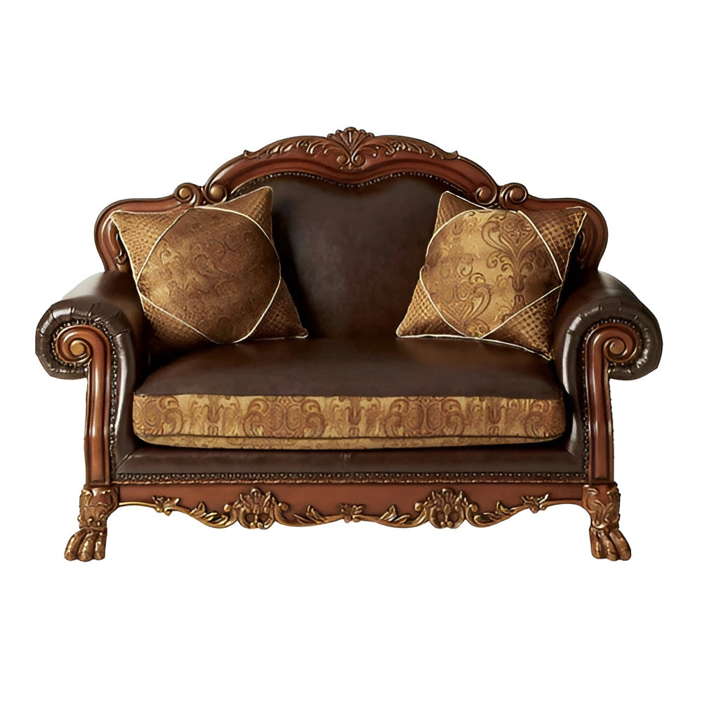 Faux Leather Loveseat and Toss Pillows