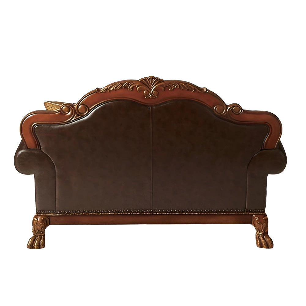 Faux Leather Loveseat and Toss Pillows