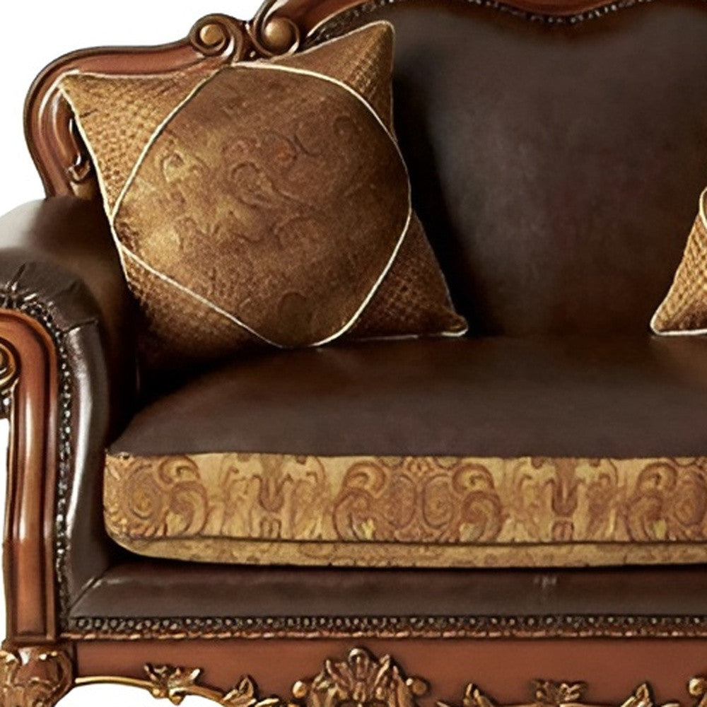 Faux Leather Loveseat and Toss Pillows