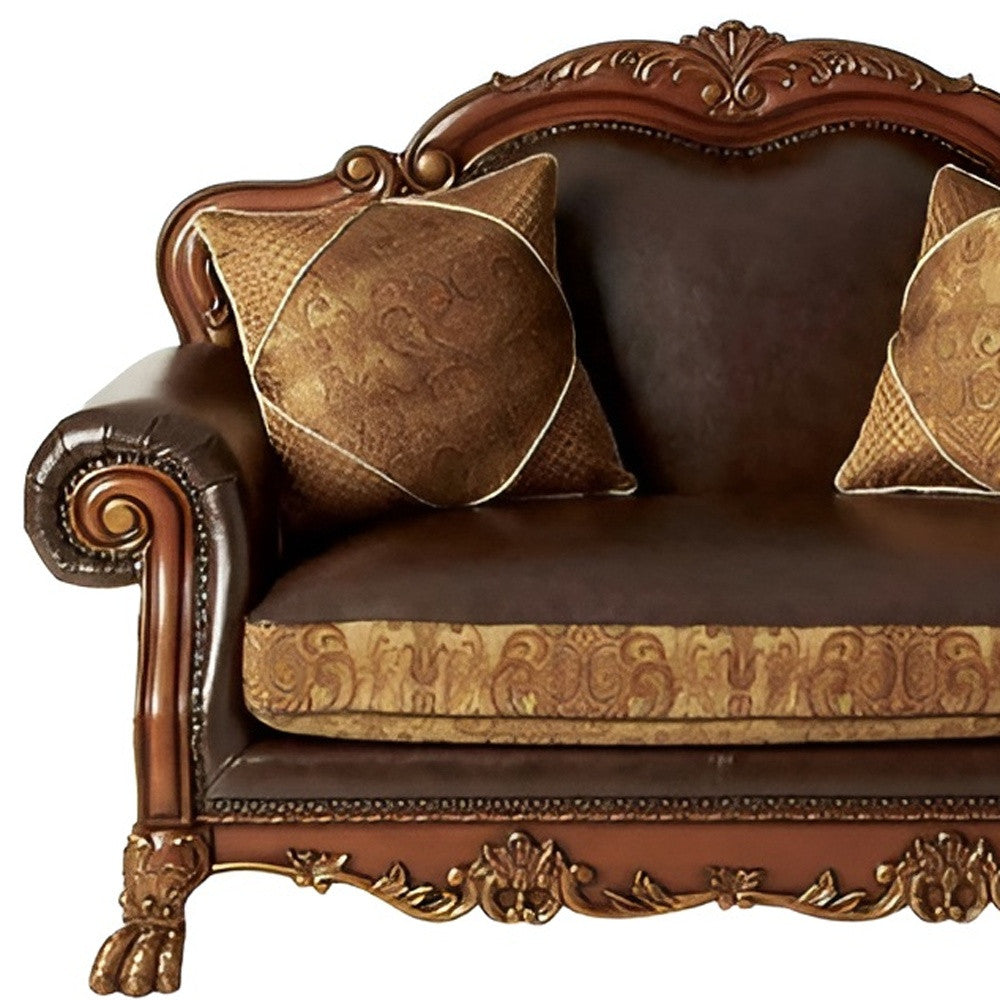 Faux Leather Loveseat and Toss Pillows