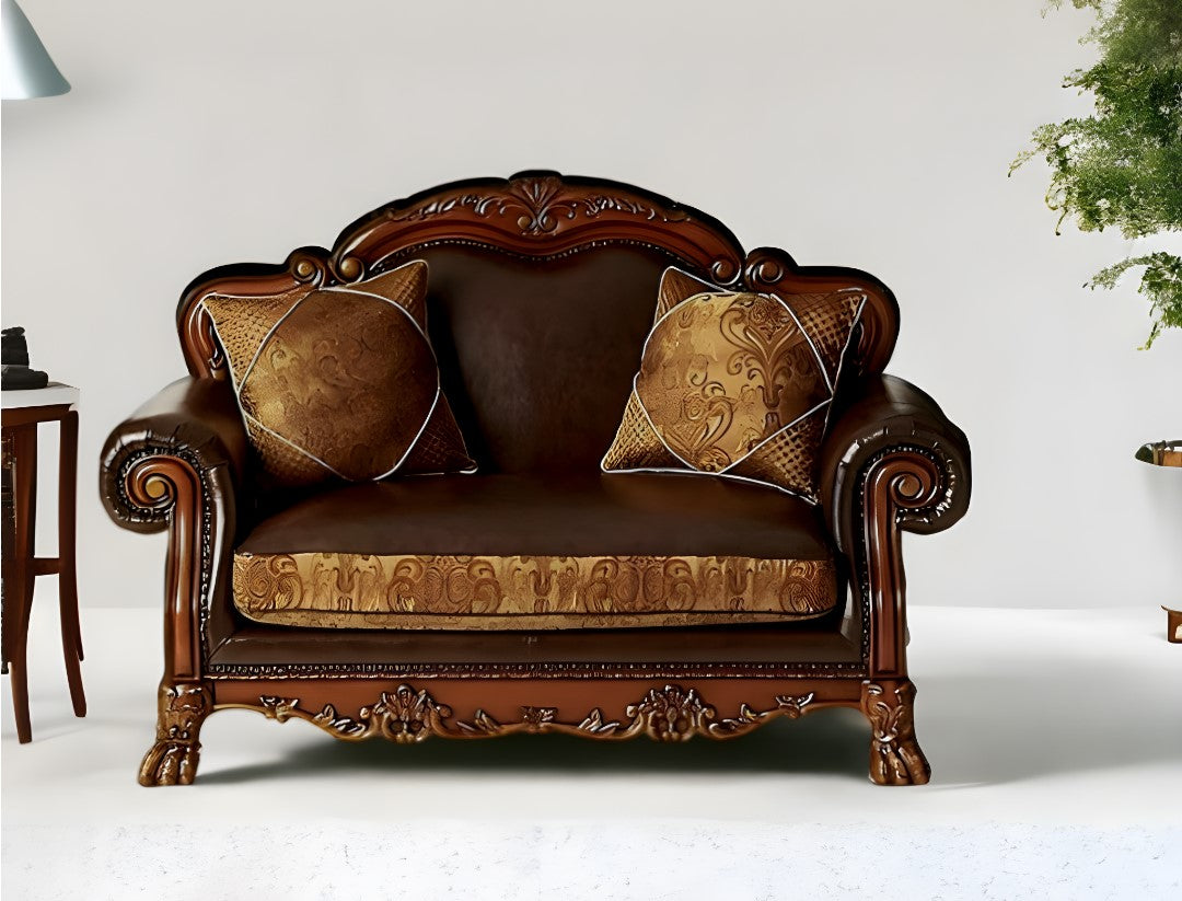 Faux Leather Loveseat and Toss Pillows