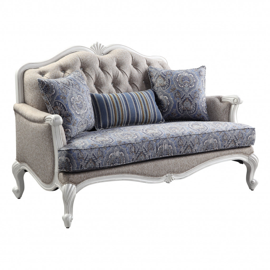 White 100% Linen Love Seat