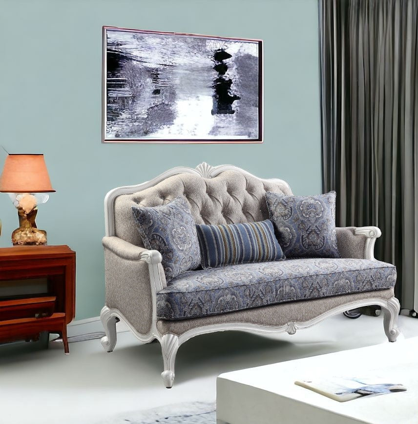 White 100% Linen Love Seat