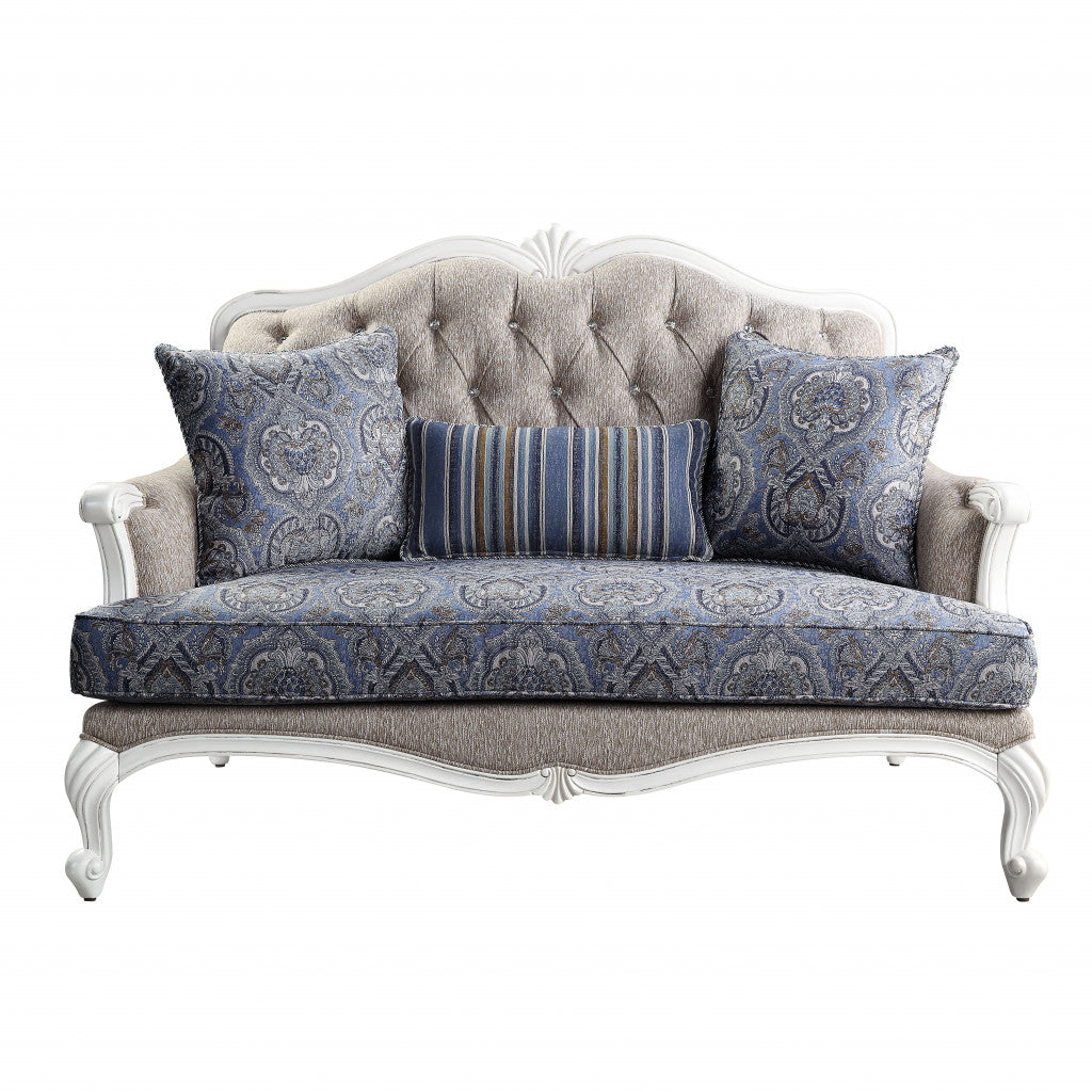 White 100% Linen Love Seat