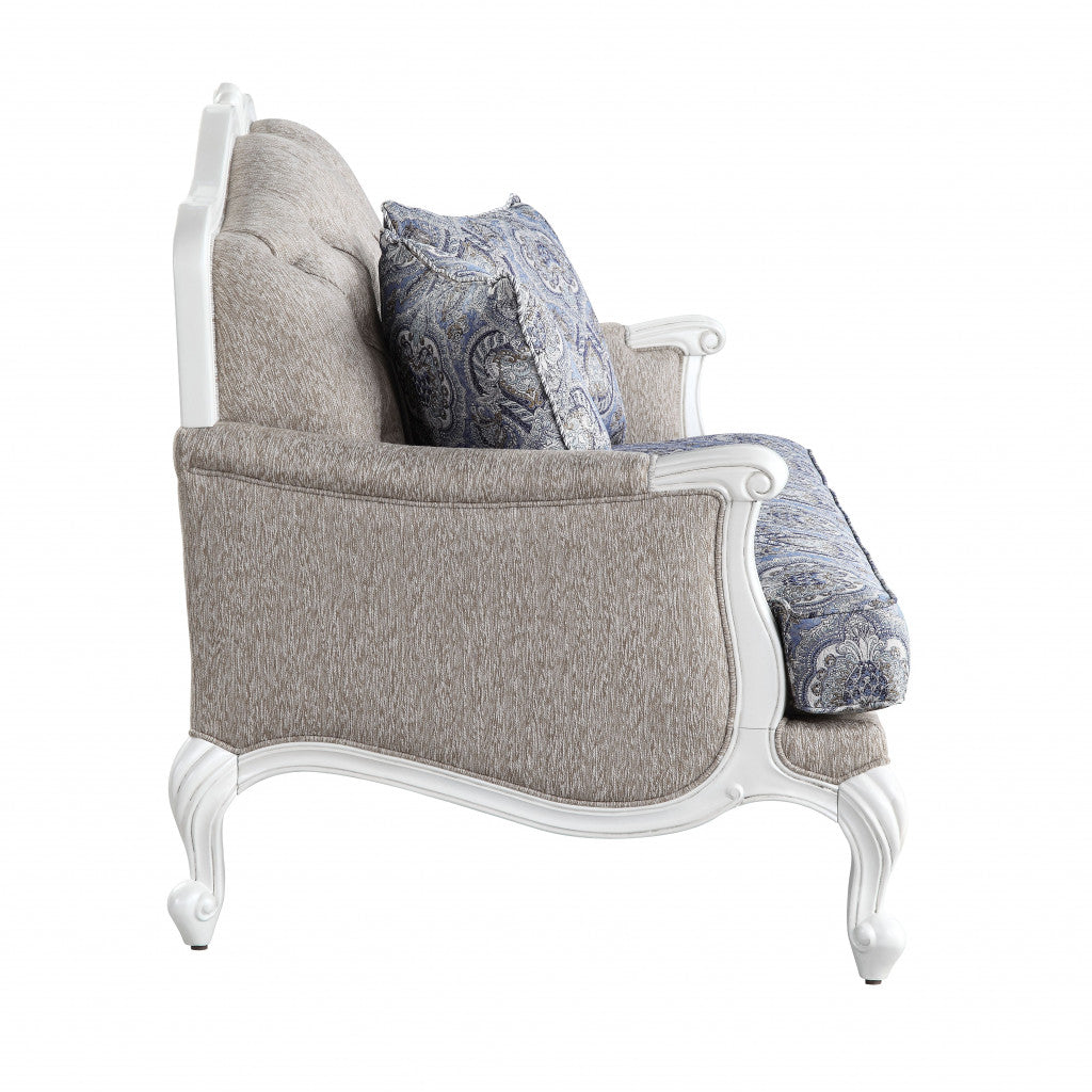 White 100% Linen Love Seat