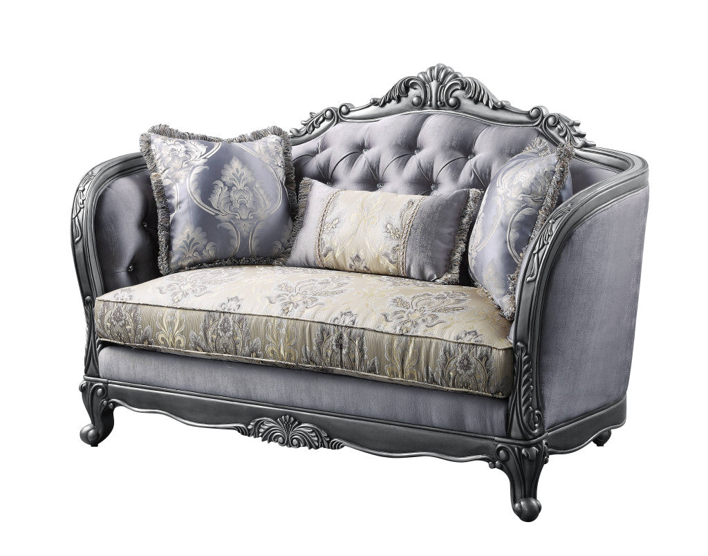 Silk Blend Loveseat and Toss Pillows