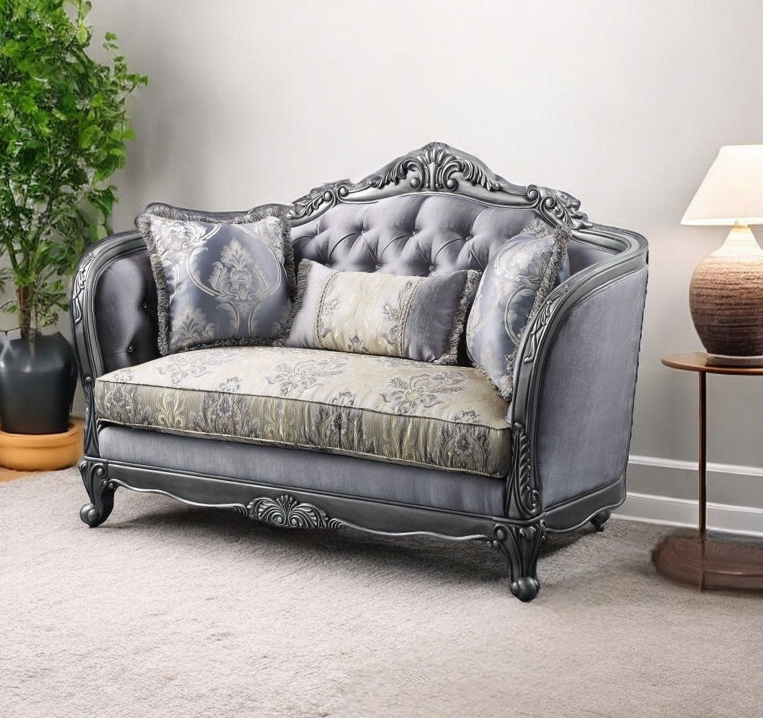Silk Blend Loveseat and Toss Pillows