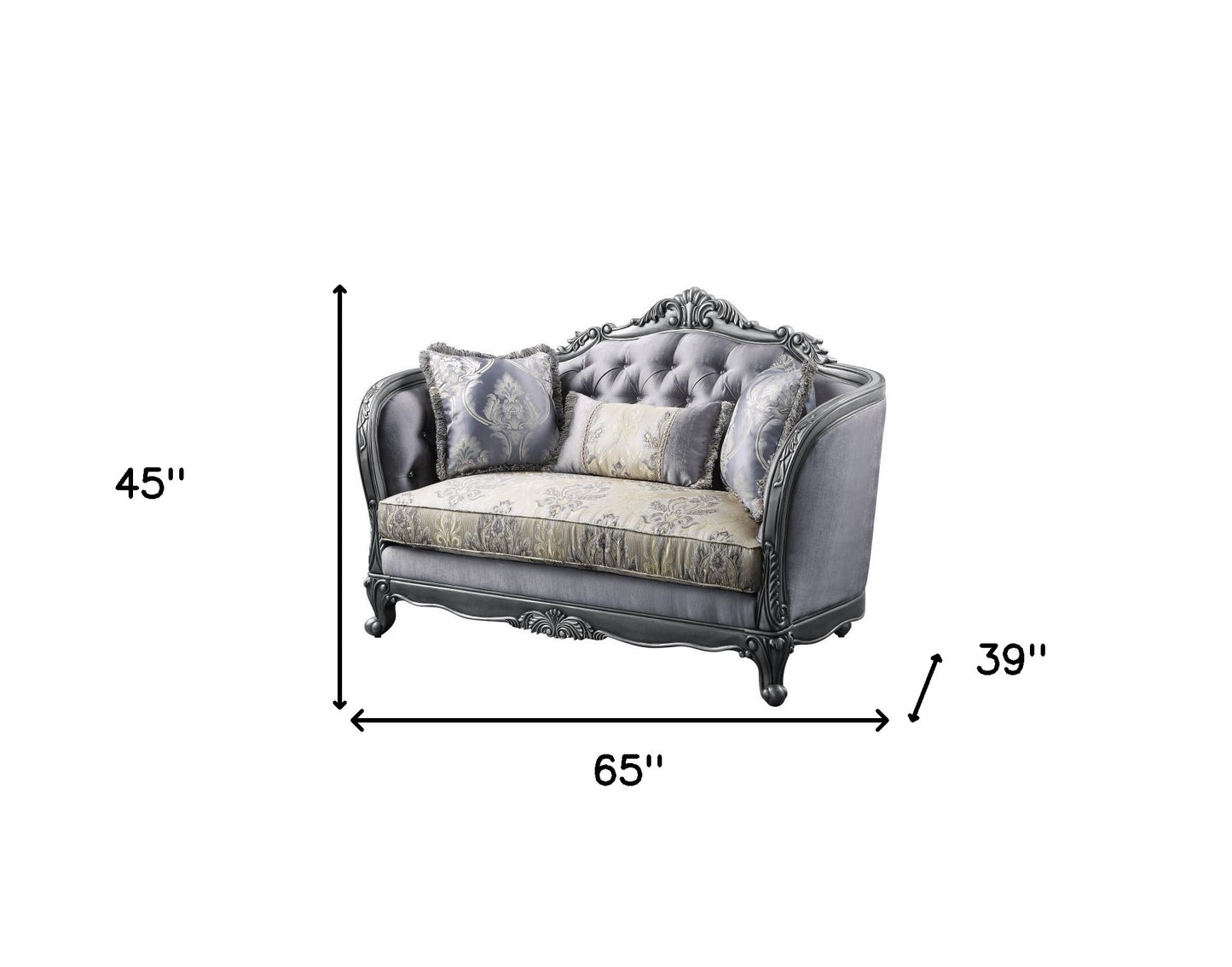 Silk Blend Loveseat and Toss Pillows