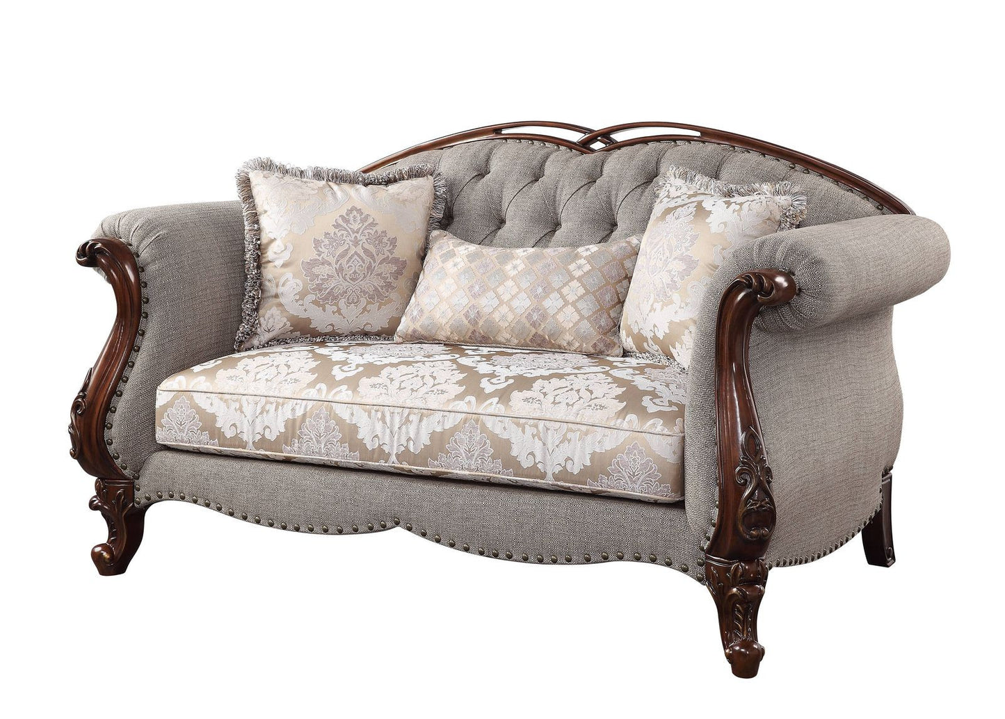 Linen Loveseat and Toss Pillows