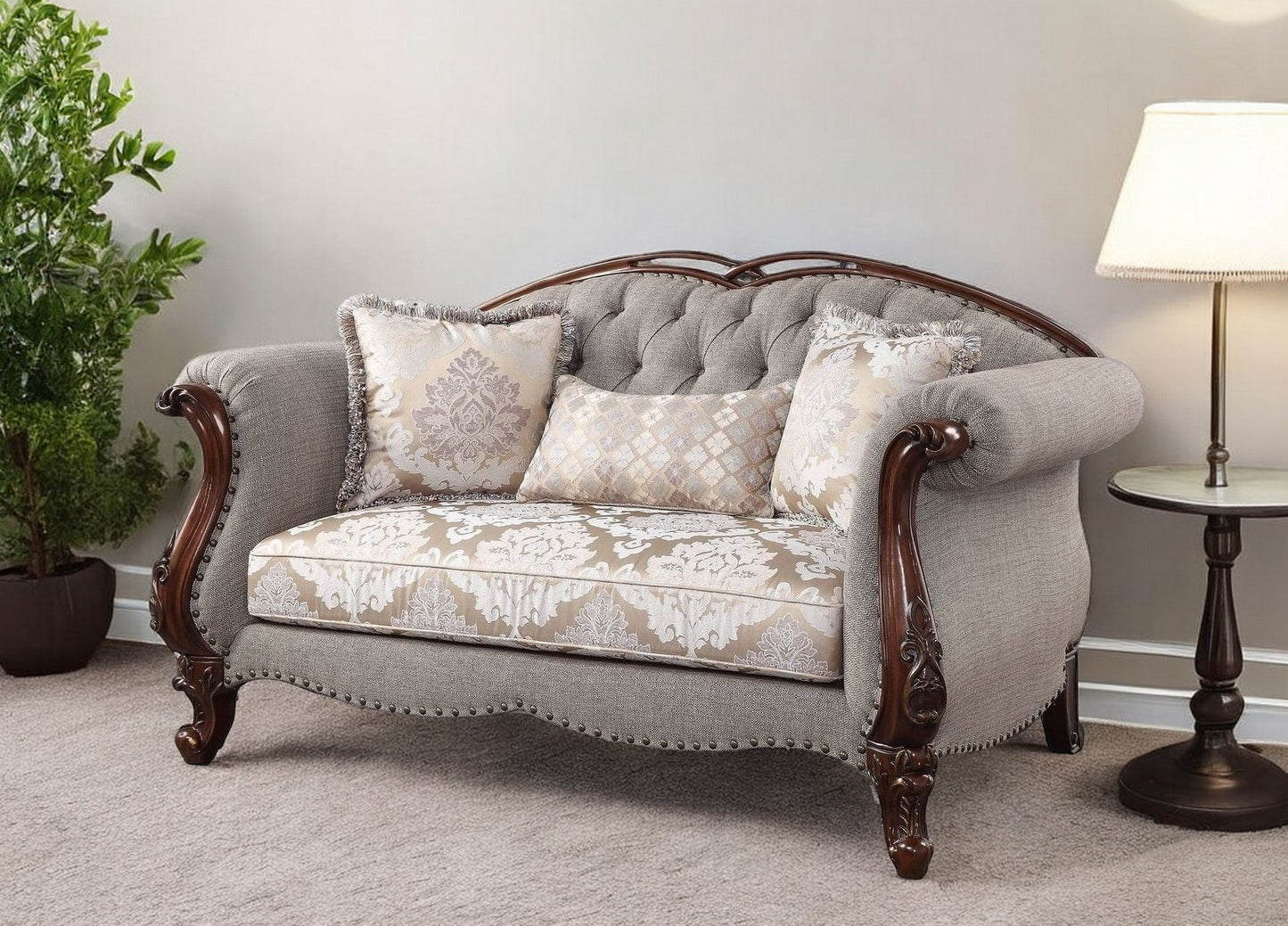 Linen Loveseat and Toss Pillows