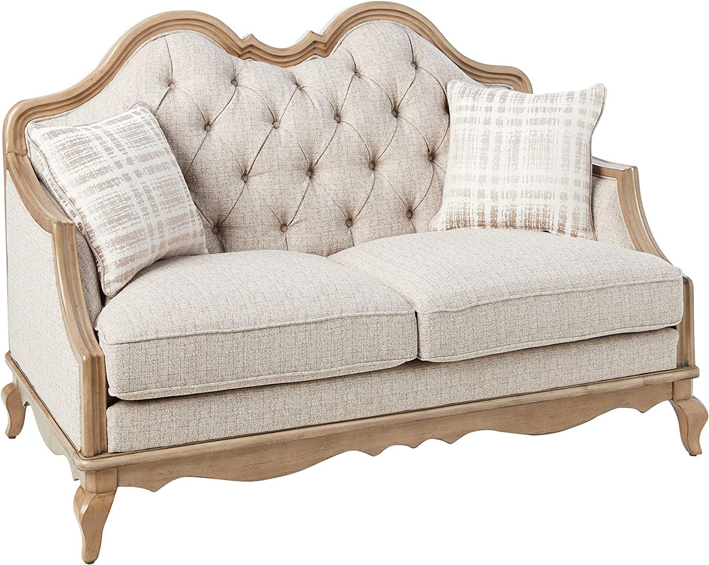 Linen Loveseat and Toss Pillows