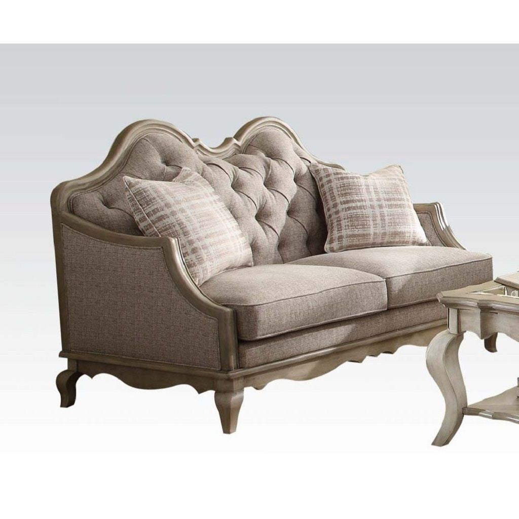 Linen Loveseat and Toss Pillows